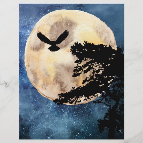 Moon  Owl Midnight Scrapbook Paper