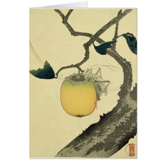 Moon, Persimmon and Grasshopper, 1807 Card