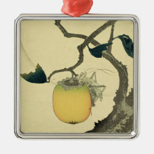 Moon, Persimmon and Grasshopper, 1807 Metal Ornament