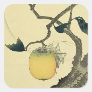 Moon, Persimmon and Grasshopper, 1807 Square Sticker