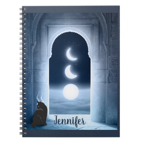 Moon Phase Black Cat Notebook