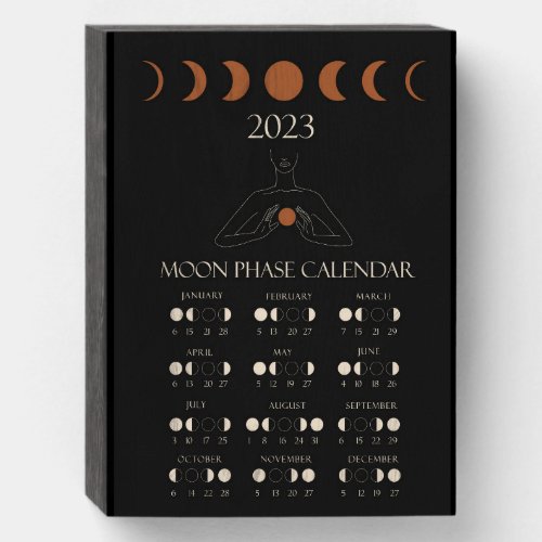Moon Phase Calendar 2023 Wood Wall Art Wooden Box Sign