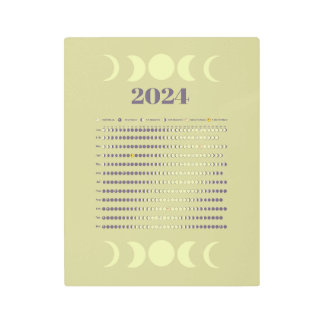 Moon Phase Calendar, 2024 Metal Print