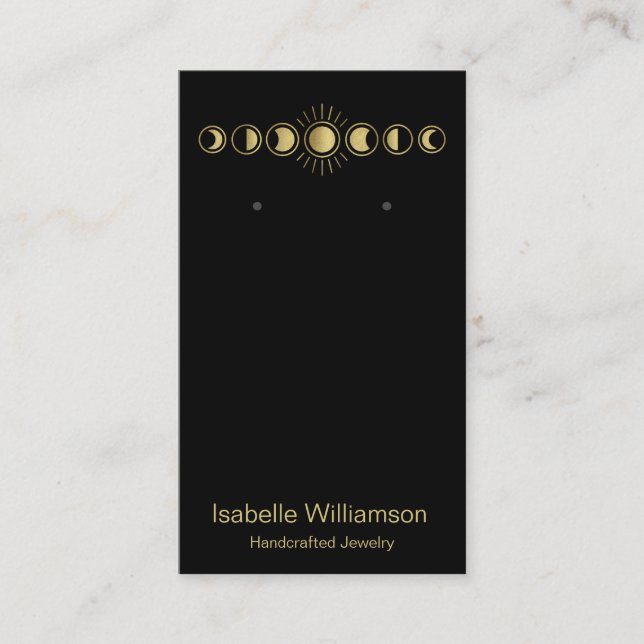 Moon Phase Celestial Jewelry Earring Display Business Card (Front)