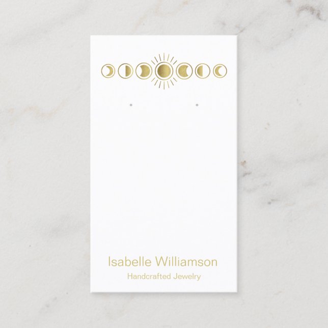 Moon Phase Celestial Jewelry Earring Display Business Card (Front)