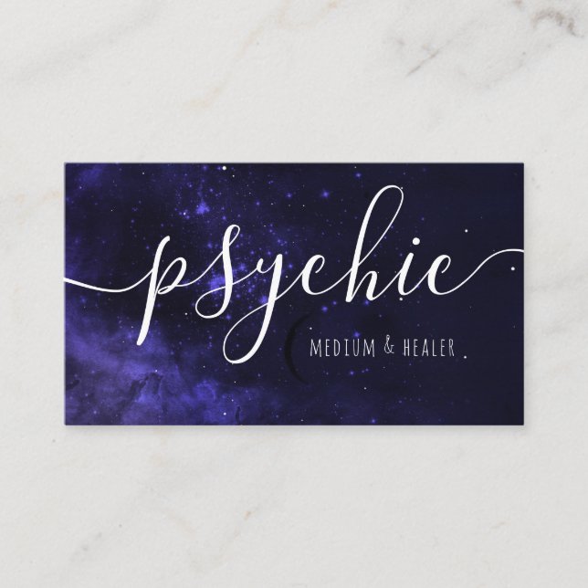 Moon Phase Celestial Sky Psychic Medium Healer Business Card (Front)