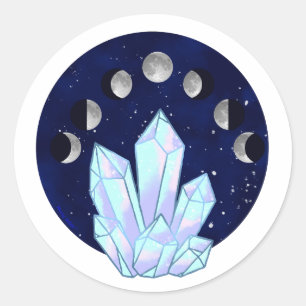 Moon Phase Crystal Classic Round Sticker