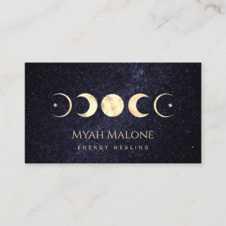 Moon Phase Galaxy Yoga Energy Healer Business Card