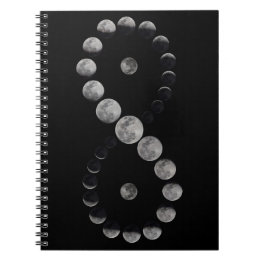 Moon phase infinity black notebook