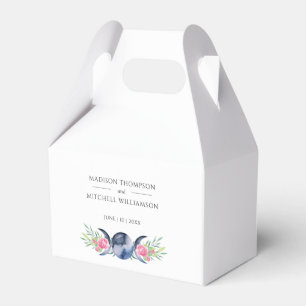 Moon Phase Pink Roses Floral Metaphysical Wedding Favor Boxes