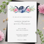 Moon Phase Pink Roses Floral Metaphysical Wedding Invitation at Zazzle