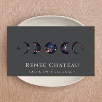 Moon Phase Stars Yoga Spiritual Healer Business Card by sm_business_cards at Zazzle