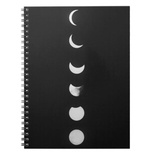 Moon Phases And Eclipse in Black and White Photo Notebook