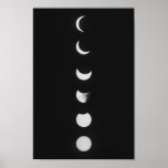 Moon Phases And Eclipse In Black And White Photo Poster at Zazzle