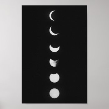 Moon Phases And Eclipse In Black And White Photo Poster by Maple_Lake at Zazzle