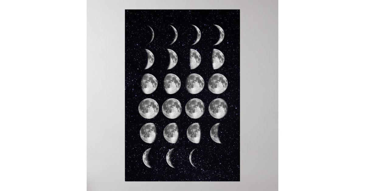Moon Phases art Poster | Zazzle