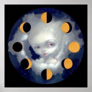 Moon Phases ART PRINT gothic fairy lowbrow big eye