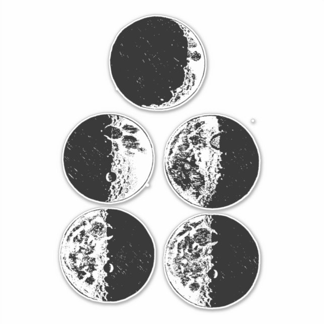 Moon Phases Astronomy Space Art illustrations Sticker (Front)
