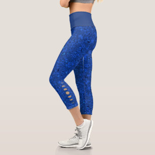 Moon Phases Blue Marble Fake Cut Outs  Capri Leggings