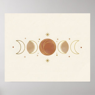 Moon Phases Boho Bathroom Wall Art