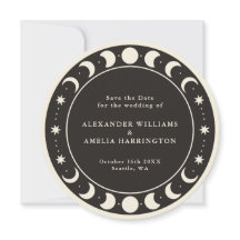 Moon Phases boho celestial Save The Date Card