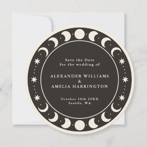 Moon Phases boho celestial Save The Date Card