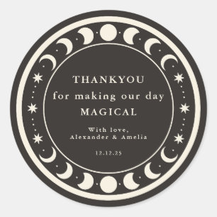 Moon Phases boho celestial Wedding favor thankyou Classic Round Sticker