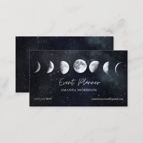 Moon Phases Celestial Event Planner Business Card