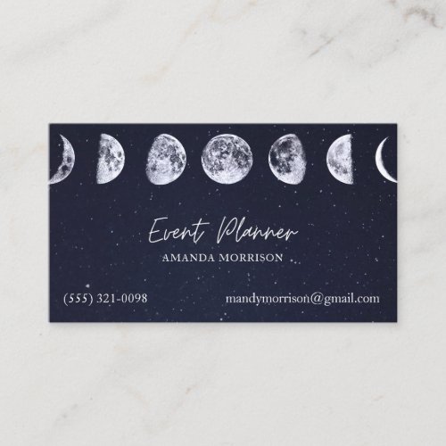 Moon Phases Celestial Event Planner Business Cards