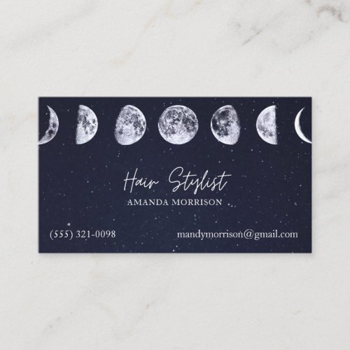 Moon Phases Celestial Hair Stylist Business Cards