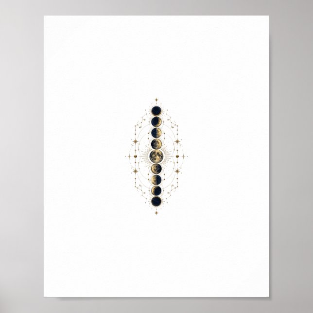 Moon Phases Celestial Ornament Poster (Front)