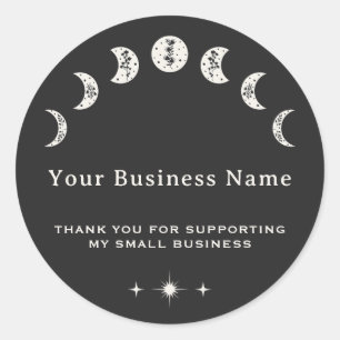 Moon Phases Celestial Thank You Small Business Classic Round Sticker