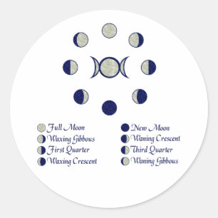 Moon Phases Classic Round Sticker