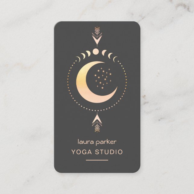 Moon Phases Crescent Mystic Holistic Tarot Fire Business Card (Front)