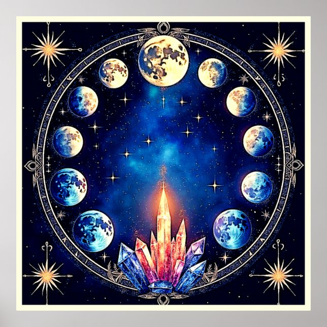 Moon Phases Crystal Cosmos Poster (Front)