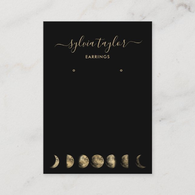 moon phases  Earring frame display add logo Busine Business Card (Front)