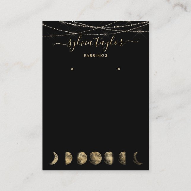 moon phases  Earring frame display add logo Busine Business Card (Front)