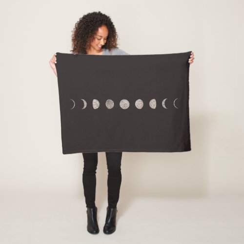 Moon phases fleece blanket