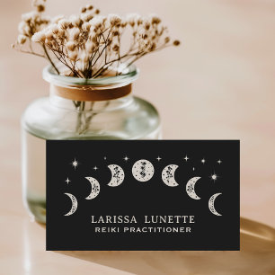 Moon Phases Floral Reiki Energy Healer Holistic Business Card