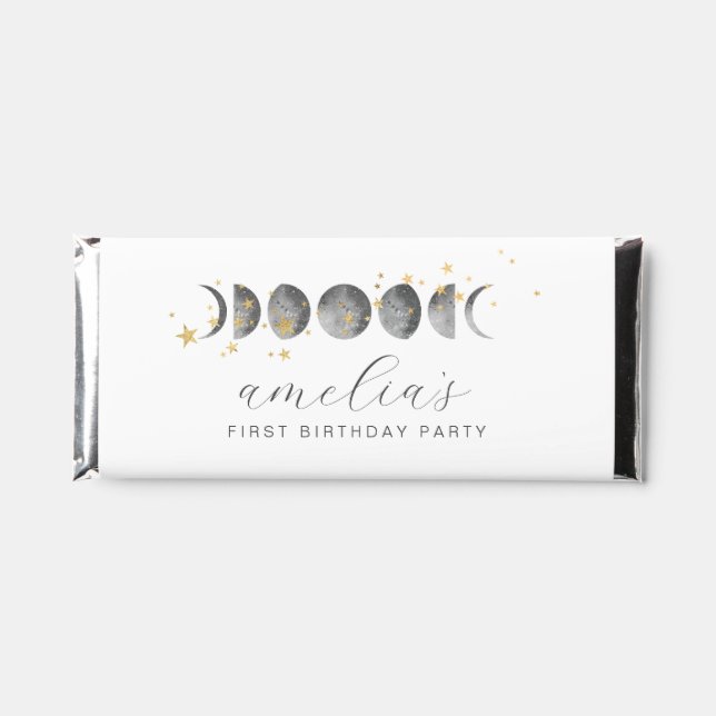 Moon Phases Gold Stars Hershey Bar Favors (Front)
