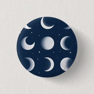 Moon Phases Grid Celestial Pattern Design Button