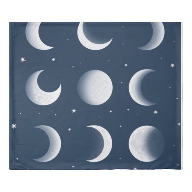 Moon Phases Grid Celestial Pattern Design Duvet Cover (Front)