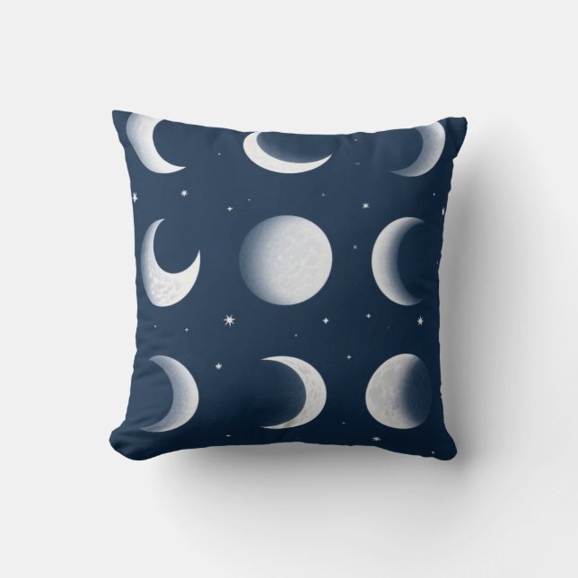 Moon Phases Grid Celestial Pattern Design Throw Pillow (Front)