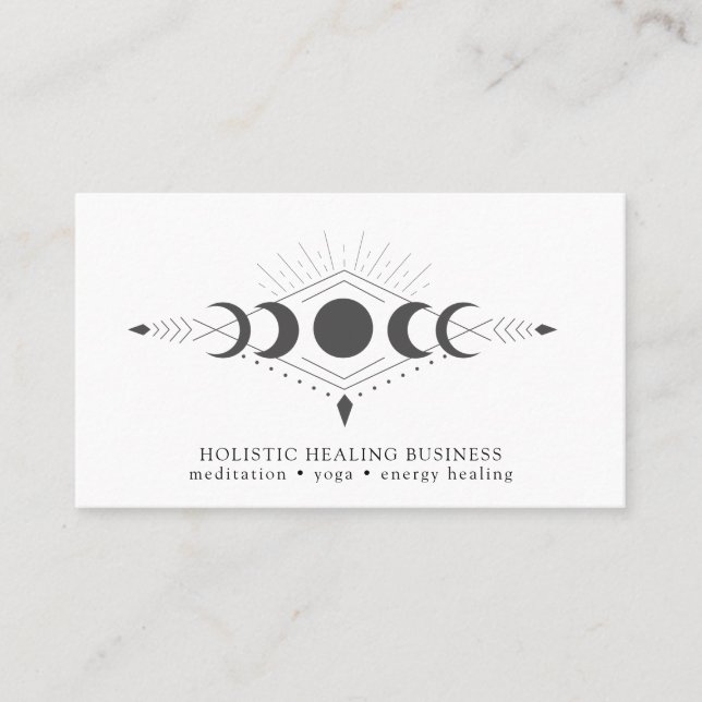Moon Phases Healing Practitioner Business Card (Front)