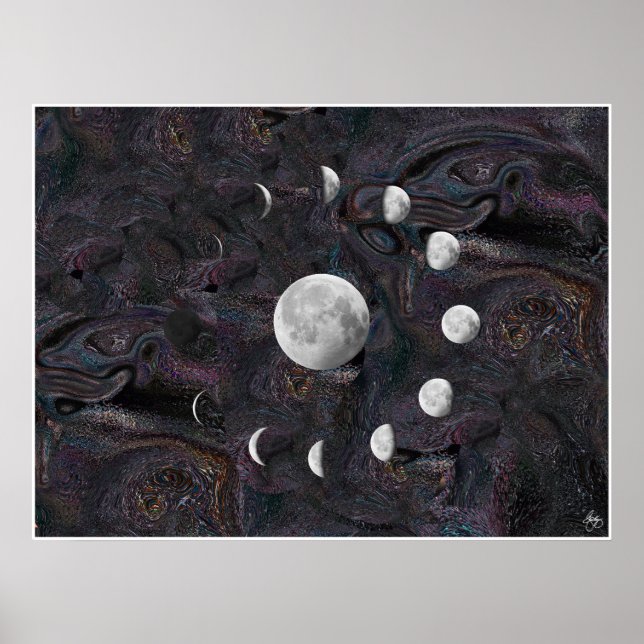 Moon Phases in an Imagined Universe Poster (Front)