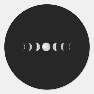 Moon Phases Lunar Gothic Goth Witchy Wicca Grunge Classic Round Sticker