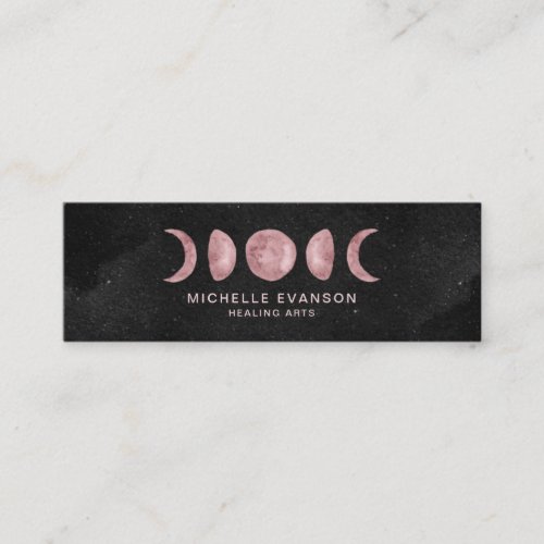 Moon Phases Pink Watercolor Lunar Mini Business Card