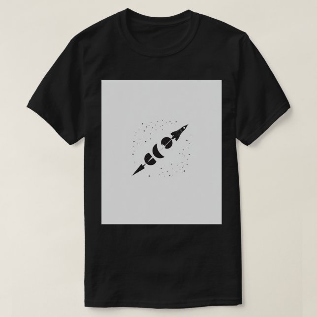Moon Phases Rocket Space Exploration Astronomy Sci T-Shirt (Design Front)