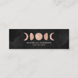 Moon Phases Rose Gold Metaphysical Mini Business Card