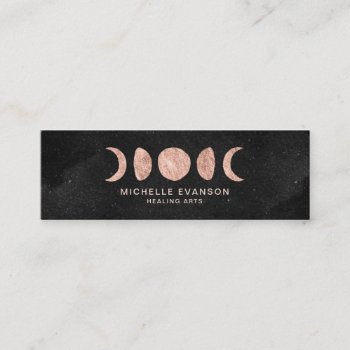 Moon Phases Rose Gold Metaphysical Mini Business Card by whimsydesigns at Zazzle